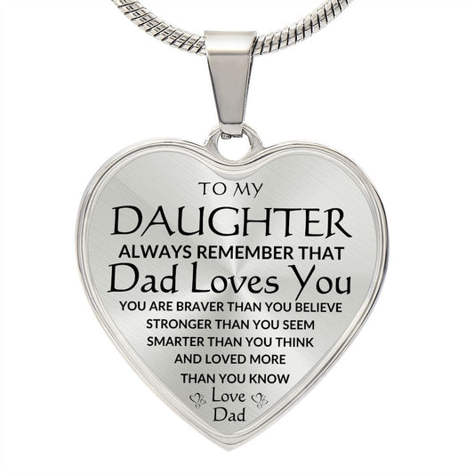 TO MY DAUGHTER | HEART PENDANT NECKLACE | DAD LOVES YOU