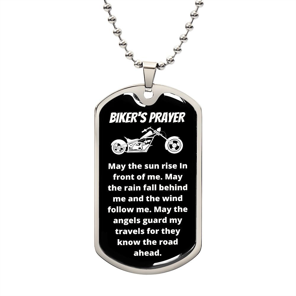 BIKER'S PRAYER | LUXURY DOG TAG | MAY THE ANGELS GUARD MY TRAVELS