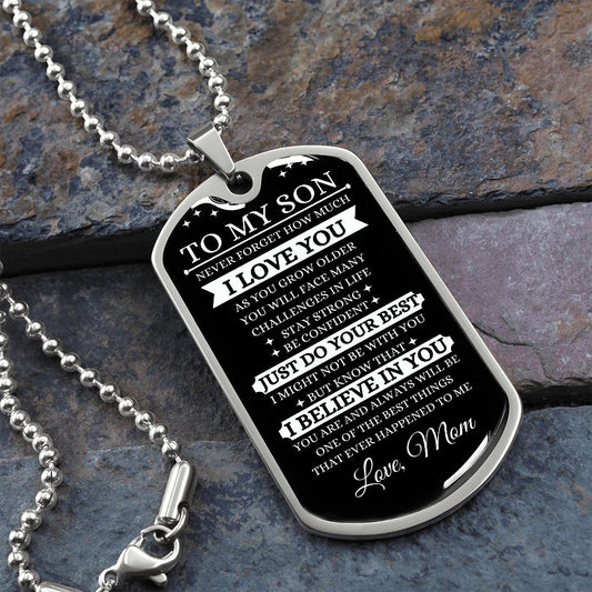 TO MY SON | LUXURY MILITARY NEKLACE DOG TAG | NEVER FORGET|