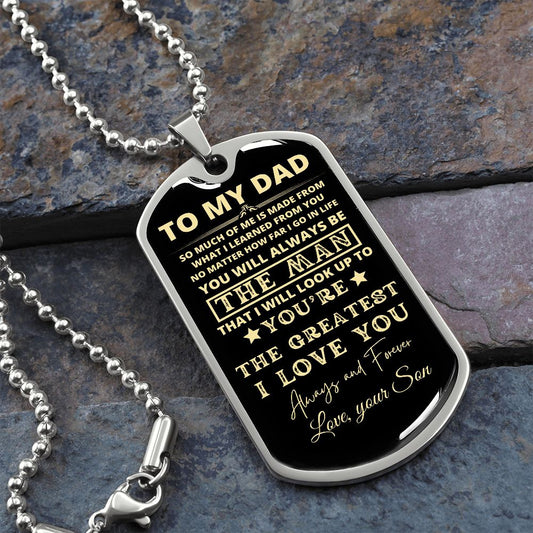 TO MY DAD | LUXURY MILITARY NECKLACE DOG TAG | YOU ARE THE GREATEST