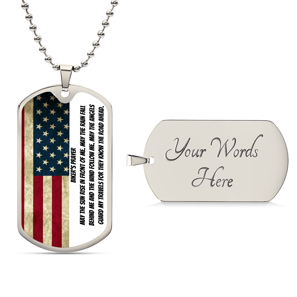 BIKERS PRAYER | AMERICAN FLAG | DOG TAG