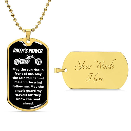 BIKER'S PRAYER | LUXURY DOG TAG | MAY THE ANGELS GUARD MY TRAVELS
