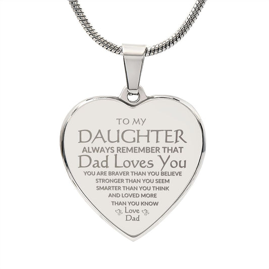 TO MY DAUGHTER | ENGRAVED HEART NECKLACE | DAD LOVES YOU