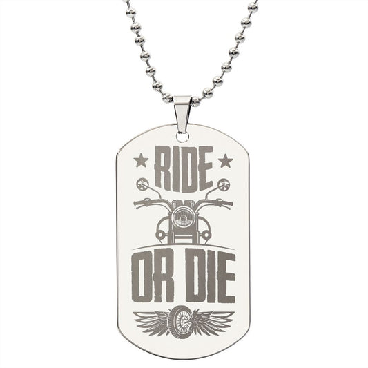 ENGRAVED DOG TAG NECKLACE | RIDE OR DIE