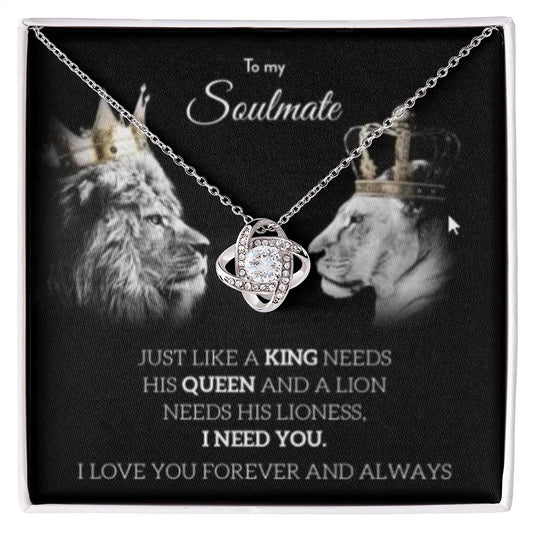 TO MY SOULMATE|LOVE KNOT NECKLACE| I NEED YOU