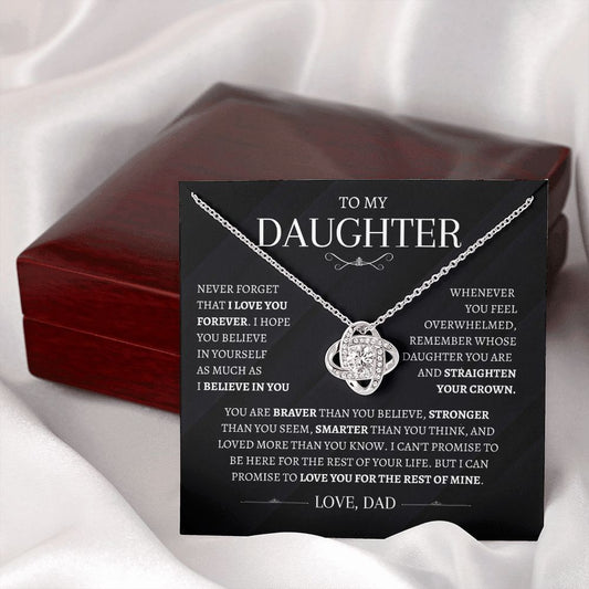 TO MY DAUGHTER | LOVE KNOT NECKLACE | YOU ARE BRAVER THAN YOU BELIEVE