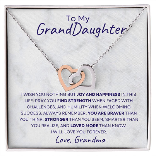 TO MY GRANDDAUGHTER | INTERLOCKING HEARTS NECKLACE | I WILL LOVE YOU FOREVER