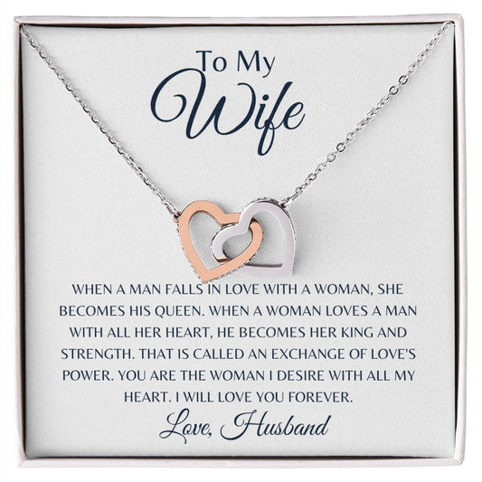TO MY WIFE | INTERLOCKING HEARTS NECKLACE | I WILL LOVE YOU FOREVER