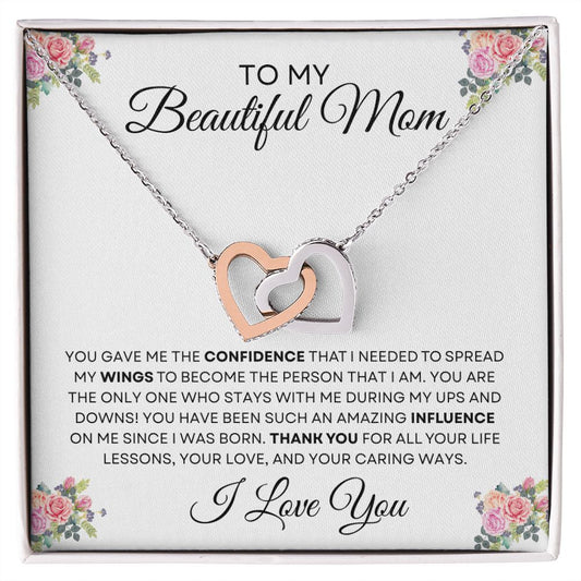 TO MY BEAUTIFUL MOM | INTERLOCKING HEARTS NECKLACE | I LOVE YOU