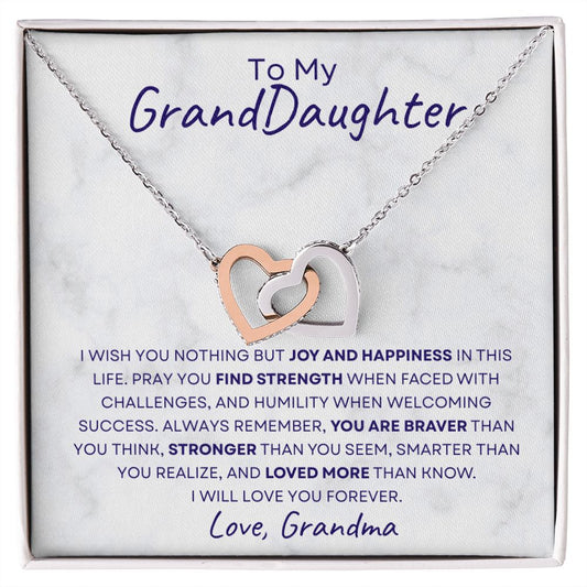 TO MY GRANDDAUGHTER | INTERLOCKING HEARTS NECKLACE | I WILL LOVE YOU FOREVER
