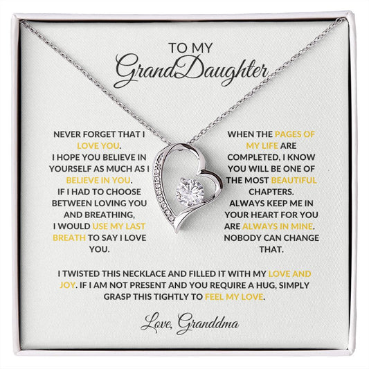 TO MY GRANDDAUGHTER| FOREVER LOVE NECKLACE| NEVER FORGET I LOVE YOU