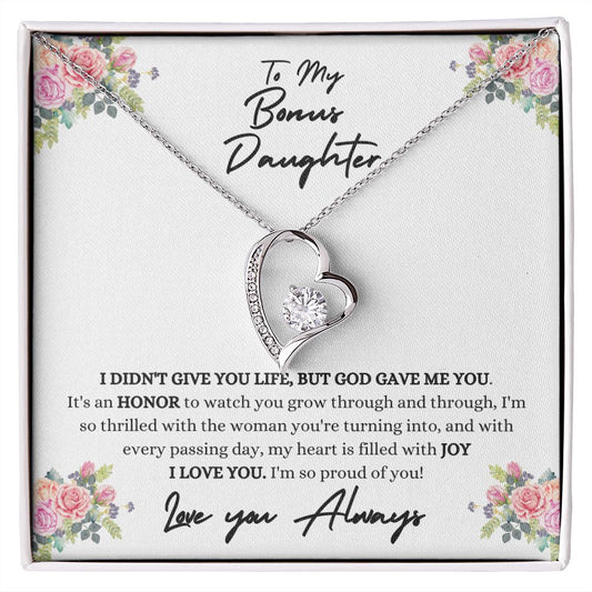TO MY BONUS DAUGHTER | FOREVER LOVE NECKLACE | ITS AN HONOR