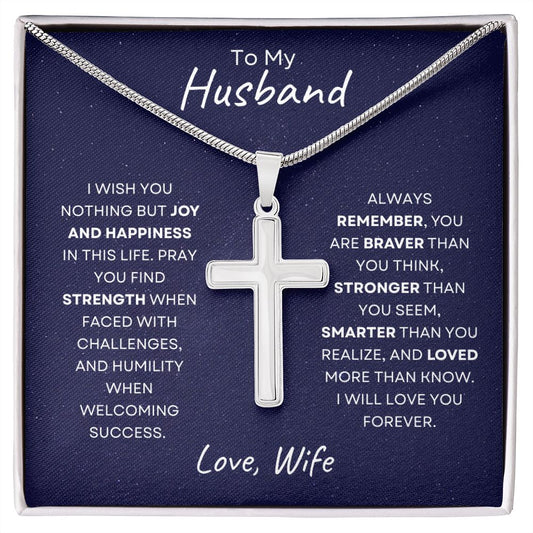 TO MY HUSBAND | STAINLESS STEEL CROSS NECKLACE | I WISH YOU NOTHING BUT JOY